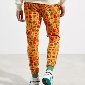 Mokuyobi Orange and Green Basketball Print Joggers with Elastic Cuffs